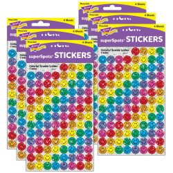 TREND SuperSpots Stickers, Colorful Smiles, 400 Stickers Per Pack, Set Of 6 Packs