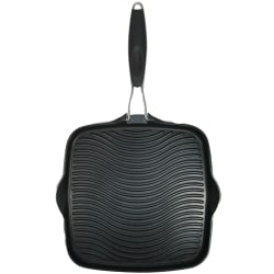 Starfrit® Cast Aluminum Nonstick Grill Pan With Foldable Handle, 10" x 10", Black