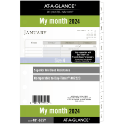 AT-A-GLANCE® Monthly Loose-Leaf Planner Refill, 5-1/2" x 8-1/2", January to December 2024, 481-685Y