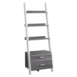Monarch Specialties 4-Shelf Ladder Bookcase, Gray/White