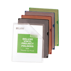 C-Line Deluxe Colored Back Vinyl Folders, Letter Size, Assorted Colors, Box Of 35 Folders