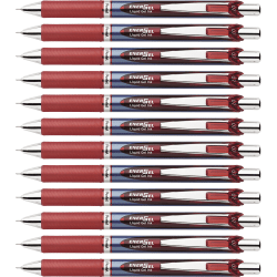Pentel® EnerGel® RTX Liquid Gel Pens, Pack Of 12, Medium Point, 0.7 mm, Blue Barrel, Red Ink