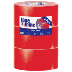 Tape Logic® Color Duct Tape, 3" Core, 3" x 180', Red, Case Of 3