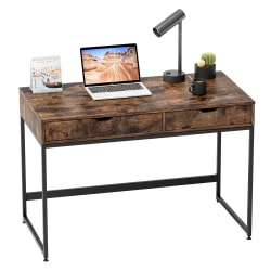Bestier 44"W Student Desk With Drawers, Rustic Brown