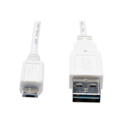 Eaton Tripp Lite Series Universal Reversible USB 2.0 Cable (Reversible A to 5Pin Micro B M/M) White, 3 ft. (0.91 m) - USB cable - Micro-USB Type B (M) to USB (M) - USB 2.0 - 3 ft - white