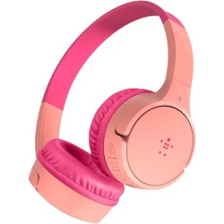 Belkin SoundForm Mini Wireless On-Ear Headphones for Kids - Stereo - Mini-phone (3.5mm) - Wired/Wireless - Bluetooth - 30 ft - On-ear, Over-the-head, Over-the-ear - Binaural - Ear-cup - 4 ft Cable - Pink