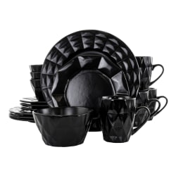 Elama 16-Piece Stoneware Dinnerware Set, Black