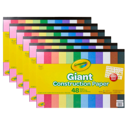 Crayola Giant Construction Paper Pads With Stencils, 12" x 18", Assorted Colors, 48 Sheets Per Pad, Pack Of 6 Pads