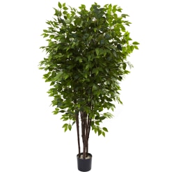 Nearly Natural Ficus 78"H Plastic Deluxe Tree With Pot, 78"H x 48"W x 48"D, Green