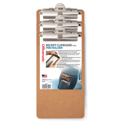 Officemate® Receipt Wood Clipboards, Vertical Clip, 5" x 8-1/4", Brown, Total Qty 3