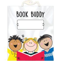 Creative Teaching Press Book Buddy Bags, 12-1/2" x 10-1/2", Stick Kid Friends, Pack Of 6 Bags