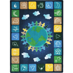 Joy Carpets Kid Essentials Rectangular Area Rug, One World, 7-2/3' x 10-3/4', Neutral