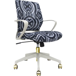 Raynor® Elizabeth Sutton Gramercy Fabric Mid-Back Task Chair, Greyscale Echo/White/Gold
