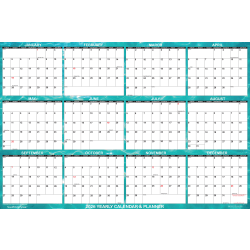 2026 SwiftGlimpse Designer Wall Calendar, 24" x 36", Turquoise Cool Green/White, January To December