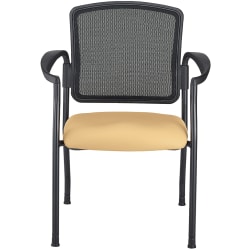 WorkPro® Spectrum Series Mesh/Vinyl Stacking Guest Chair With Antimicrobial Protection, With Arms, Tan, Set Of 2 Chairs, BIFMA Compliant