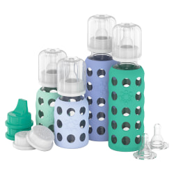 LifeFactory Glass Baby Bottle Starter Set, Assorted Colors