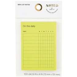 Noted by Post-it Weekly Habit Tracker Notes, 100 Total Notes, 1 Pad/Pack, 2.9 in. x 4 in., Yellow, 100 Sheets/Pad