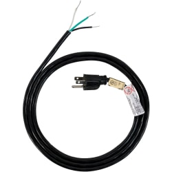 Certified Appliance Accessories 10-Amp Grounded Straight Plug Head Power Supply Cord - 125 V AC / 10 A, 250 V AC - 3 ft Cord - 3-Prong / Bare Wire