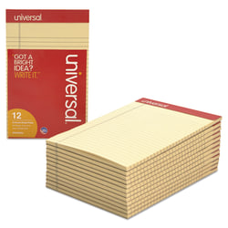 Universal® Color Perforated Notepads, 5" x 8", Narrow Ruled, 100 Pages (50 Sheets), Ivory, Pack Of 12