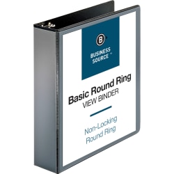 Business Source View 3-Ring Binder, 2" Round Rings, Black