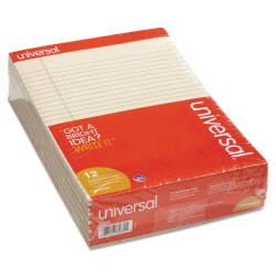 Universal® Color Perforated Notepads, 8 1/2" x 11", Legal Ruled, 100 Pages (50 Sheets), Ivory, Pack Of 12