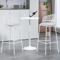 Glamour Home Basil Plastic Barstools With Back, White, Set Of 2 Barstools