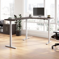 Bush Business Furniture Move 60 Series 60"W Height Adjustable L Shaped Standing Desk, Storm Gray/Cool Gray Metallic, Standard Delivery