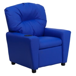 Flash Furniture Contemporary Kids Vinyl Recliner Accent Chair With Cup Holder, Blue