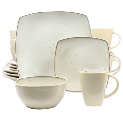 Gibson Elite Soho Lounge 16-Piece Stoneware Dinnerware Set, Light Taupe