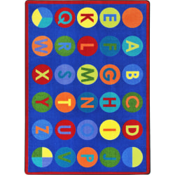 Joy Carpets Kid Essentials Rectangular Area Rug, Alpha-Dots, 7-2/3' x 10-3/4', Multicolor