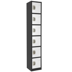 Alpine 6-Tier Steel Lockers, 72"H x 12"W x 12"D, Black/White, Pack Of 4 Lockers
