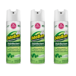 OdoBan Ready-to-Use 360-Degree Continuous Spray Disinfectant Cleaner and Odor Eliminator, Original Eucalyptus Scent, 14.6 Oz, Set Of 3 Spray Cans