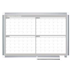MasterVision® Dry-Erase Calendar Whiteboard With 4-Month Grid, 24" x 36", Metal Frame With Gray Finish