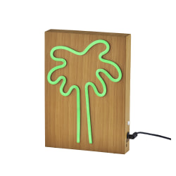 Adesso® Simplee Wood-Framed Neon Table Lamp, 9"H, Palm Tree