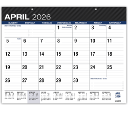 2026-2027 Excello Brands Academic Year Large Print Desk Pad Calendar, 22" x 17", Black, April To December, Total Qty 1