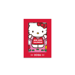 2026 Orange Circle Studio Mini Monthly Desk Calendar With Wood Stand, 5-1/4" x 3-3/4", Hello Kitty Playful Pink, January To December, 26210