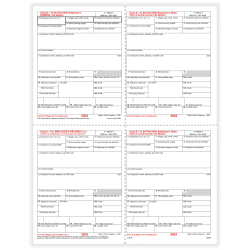 ComplyRight® W-2 Tax Forms, 4-Up (Box Format), Employee’s Copies B, C, 2 & 2 Combined, Laser, 8-1/2" x 11", Pack Of 50 Forms