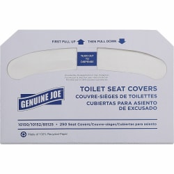 Genuine Joe Half-fold Toilet Seat Covers, White, 250 Per Pack, Carton Of 20 Packs