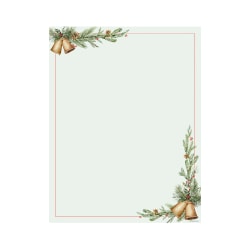 Geo Studios Holiday-Themed Letterhead Paper, Letter Size, Bells/Pine, Pack Of 70 Sheets