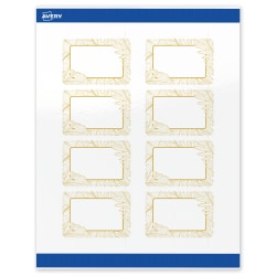 Avery® Printable Labels With Sure Feed® Technology, S00-EVX, Rectangle, 2" x 3", Glossy White With Preprinted Gold Leaf Pattern, Pack Of 80