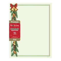 Geo Studios Holiday-Themed Foiled Letterhead Paper, Letter Size, Holiday Garland, Pack Of 40 Sheets
