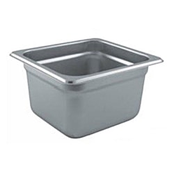 Winco 1/6 Size 4" Steam Table Pan, Silver