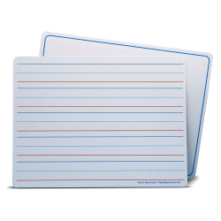 Flipside Products Dry-Erase Learning Mats, 9" x 12", 2-Sided Red & Blue Ruled/Plain, Pack Of 12 Mats