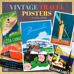 2026 BrownTrout Vintage Travel Posters Monthly Plastic-Free Square Wall Calendar, January to December 2026, 9798330706143 - 9798330706143