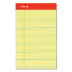 Universal Perforated Ruled Writing Pads, Narrow Rule, 5" x 8", Canary Yellow, Pack Of 12 Pads
