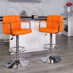 Flash Furniture Contemporary Quilted Vinyl Adjustable Height Bar Stool, Orange