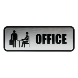 Cosco® Brushed Metal "Office" Sign, 3" x 9"