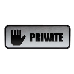 Cosco® Brushed Metal "Private" Sign, 3" x 9"