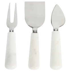 Laurie Gates California Designs Marble And Stainless Steel 3-Piece Cheese Knife Set, White