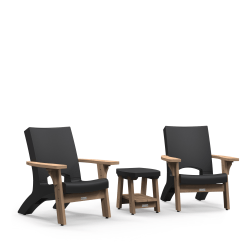 Mayne Mesa Resin And Wood Outdoor Furniture 3-Piece Patio Conversation Set, 37-3/4"H x 33"W x 36-5/8"D, Black